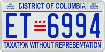 DC license plate ET6994