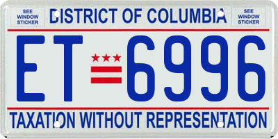 DC license plate ET6996