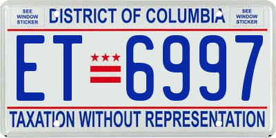 DC license plate ET6997
