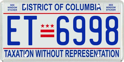 DC license plate ET6998