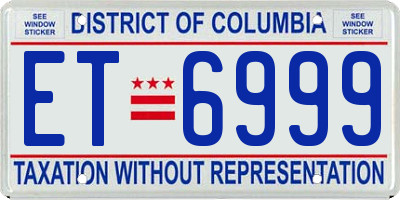 DC license plate ET6999