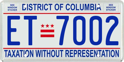 DC license plate ET7002