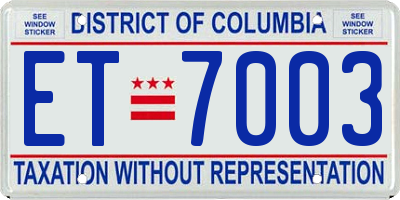 DC license plate ET7003