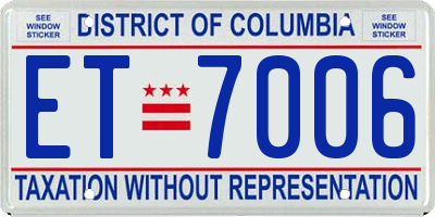DC license plate ET7006