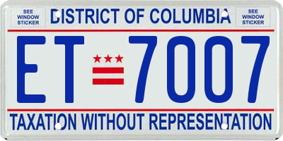 DC license plate ET7007