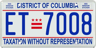 DC license plate ET7008