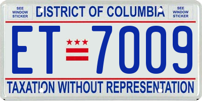 DC license plate ET7009