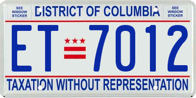 DC license plate ET7012