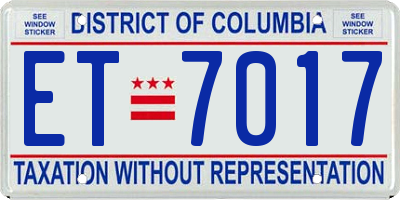 DC license plate ET7017