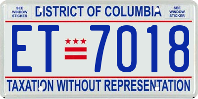DC license plate ET7018