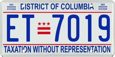 DC license plate ET7019