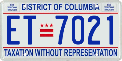 DC license plate ET7021