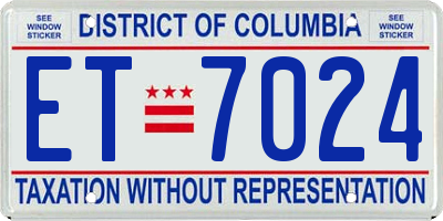 DC license plate ET7024