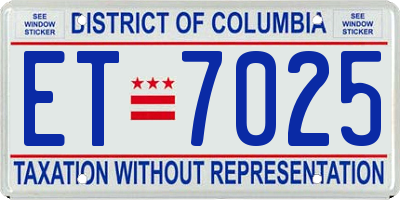 DC license plate ET7025