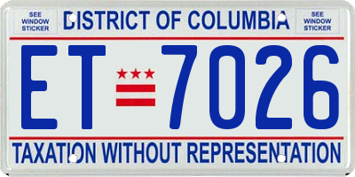 DC license plate ET7026