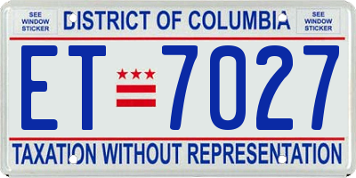 DC license plate ET7027