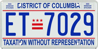 DC license plate ET7029