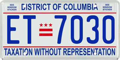 DC license plate ET7030