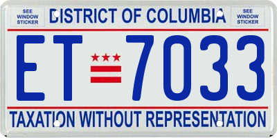 DC license plate ET7033