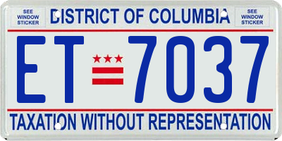 DC license plate ET7037