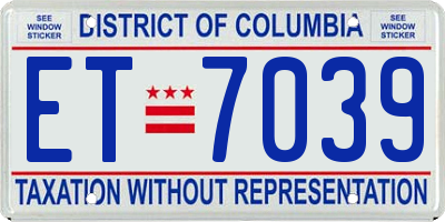 DC license plate ET7039