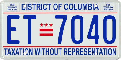 DC license plate ET7040