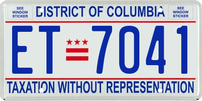 DC license plate ET7041