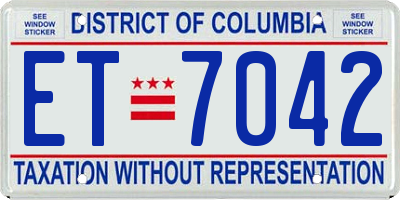 DC license plate ET7042