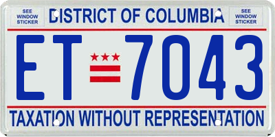 DC license plate ET7043