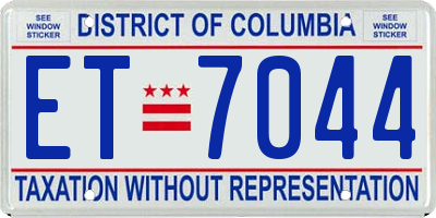 DC license plate ET7044