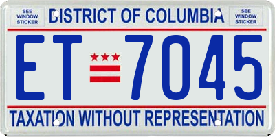 DC license plate ET7045