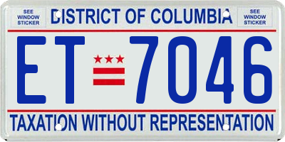 DC license plate ET7046