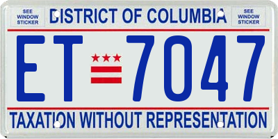 DC license plate ET7047