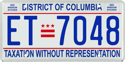 DC license plate ET7048