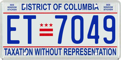 DC license plate ET7049