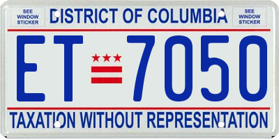 DC license plate ET7050