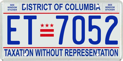 DC license plate ET7052