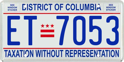 DC license plate ET7053