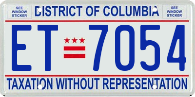 DC license plate ET7054