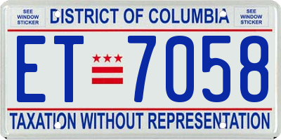 DC license plate ET7058