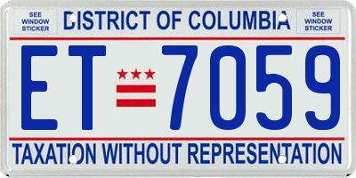 DC license plate ET7059