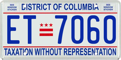 DC license plate ET7060