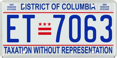 DC license plate ET7063