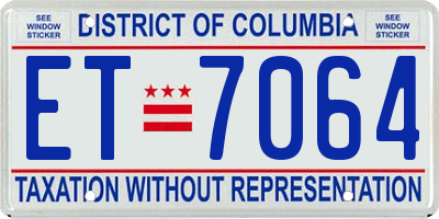 DC license plate ET7064