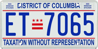 DC license plate ET7065