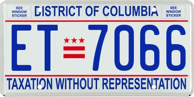 DC license plate ET7066