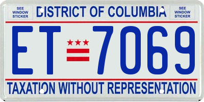 DC license plate ET7069