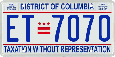 DC license plate ET7070