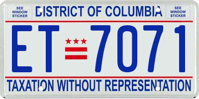 DC license plate ET7071