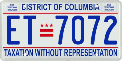 DC license plate ET7072